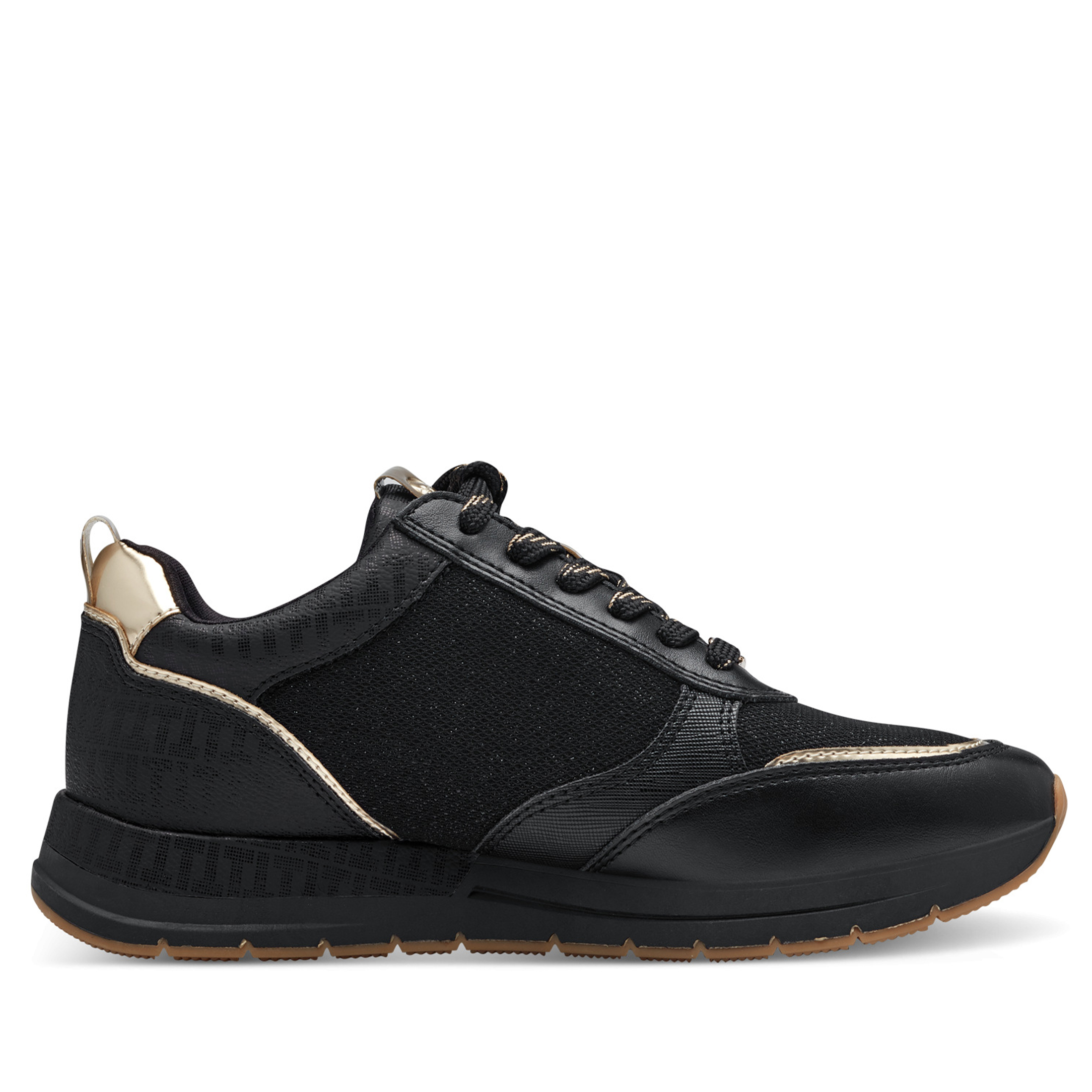 Tamaris Damen Schwarz Gold Fashion Schnür-Sneaker mit Reißverschluss