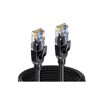 Elfcam - Ethernet-Netzwerkkabel RJ45 Cat 7 Geschirmt sftp - 3m (Rund Schwarz), 10 Gbps, 600 MHz, Image