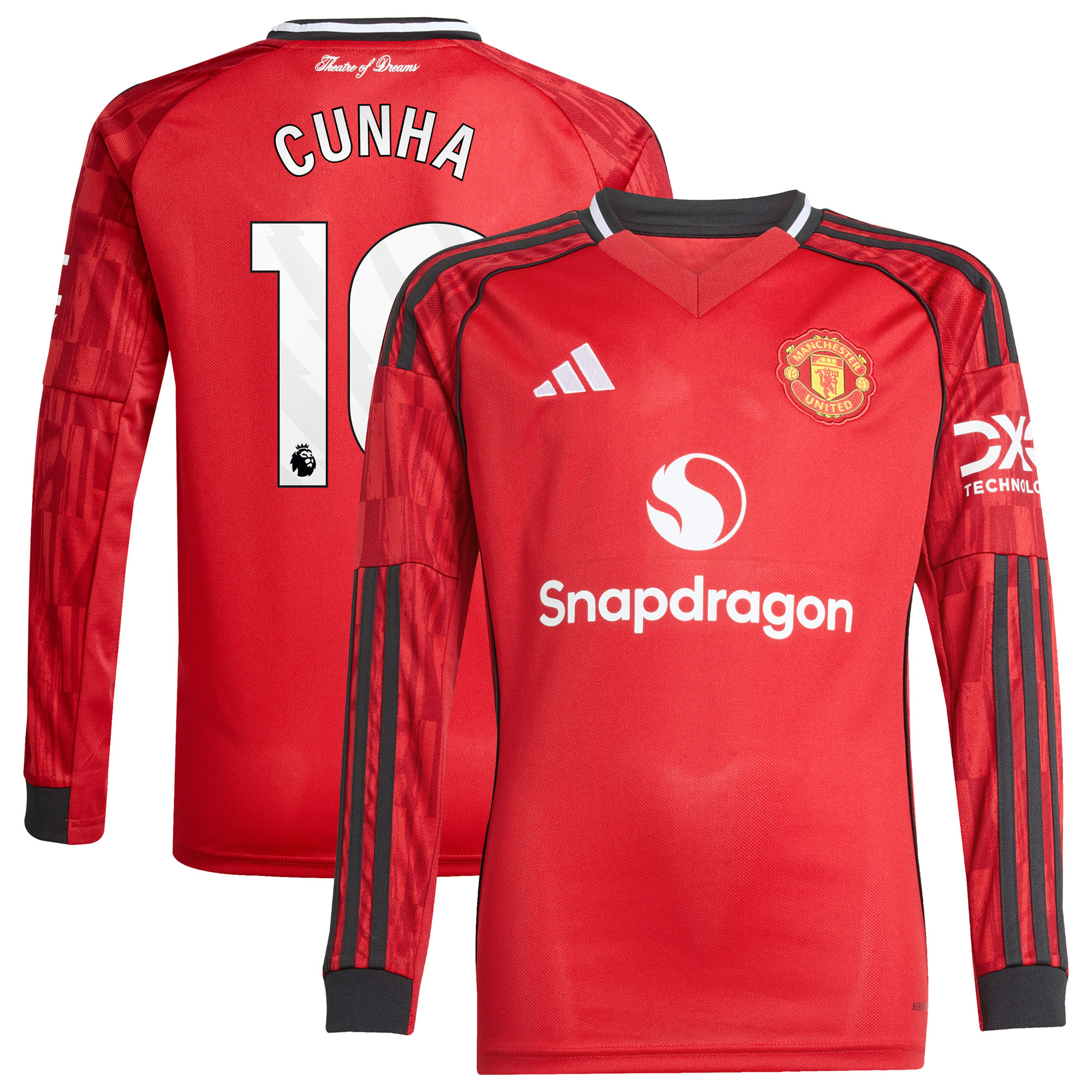 Maillot Domicile Manchester United adidas 2025-26 - Enfant - Manches longues avec flocage Cunha 10 - unisexe Taille: 13-14 Years