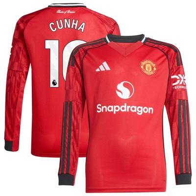 Manchester United adidas Heimtrikot 2025-26 -Kinder - Lange Ärmel mit Aufdruck Cunha 10 Image