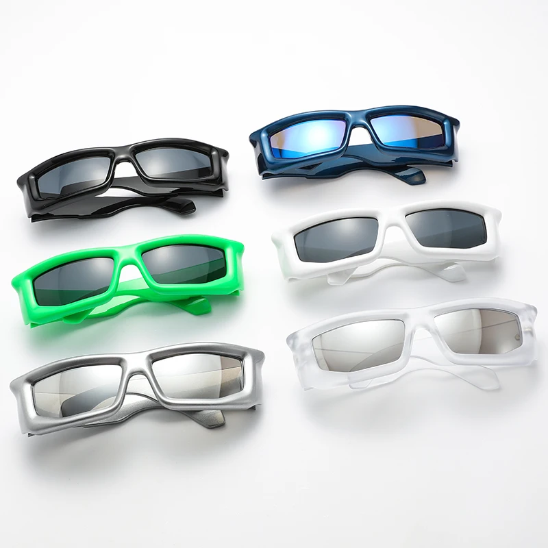 Radfahren 2024 Neue Radfahren Stil Y2K Sonnenbrille Mode Trend Personalisierte Silber Cyberpunk Sonnenbrille Hip Hop Form Brillen