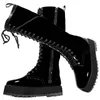 Winterpumps Plus Größe 50 Schuhe Frauen Schnüren Lackleder Kniehohe Schneestiefel Runde Kappe Mode Turnschuhe Große Größe 48, Schuhe