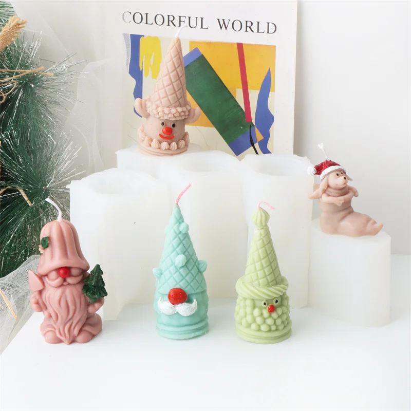 Eis Form Santa Deer Kopf Silikon Kerze Form DIY Santa Claus Aromatherapie Kerze, Der Ornament Harz Gips Seife Form Image