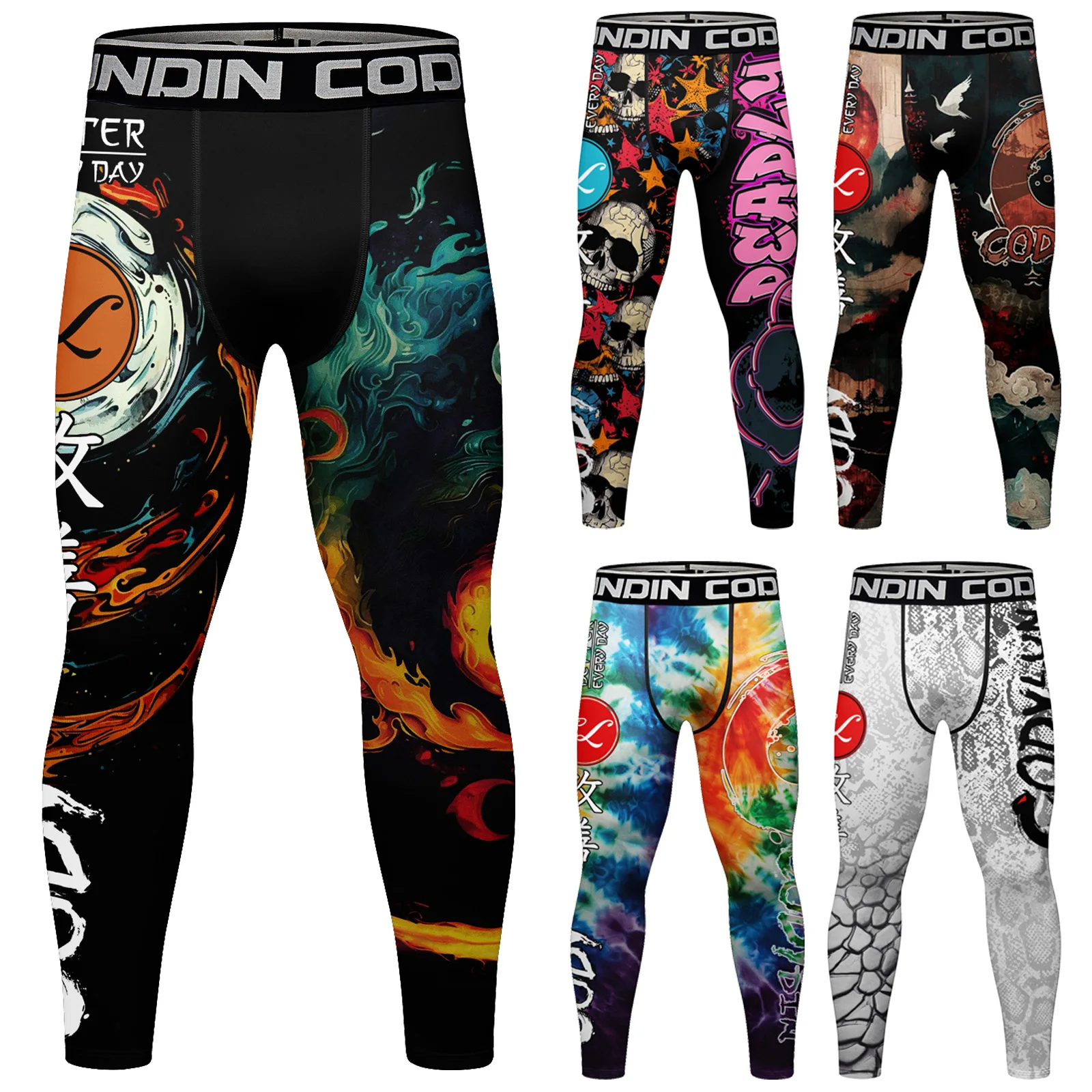 New Customized Quick Dry 3D Printed Running Tights Men Compression Sports Leggings Gym Fitness Pants Workout Training Bottoms
