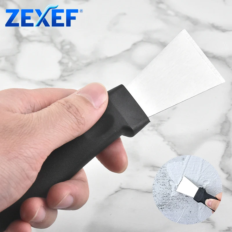 ZEXEF Multifunktionaler Reinigungsschaber aus Edelstahl, Eisentferner-Werkzeug, Kühlschrank, Küche, Bodenschaufel, Gefrierschrank, Eiskratzer Image