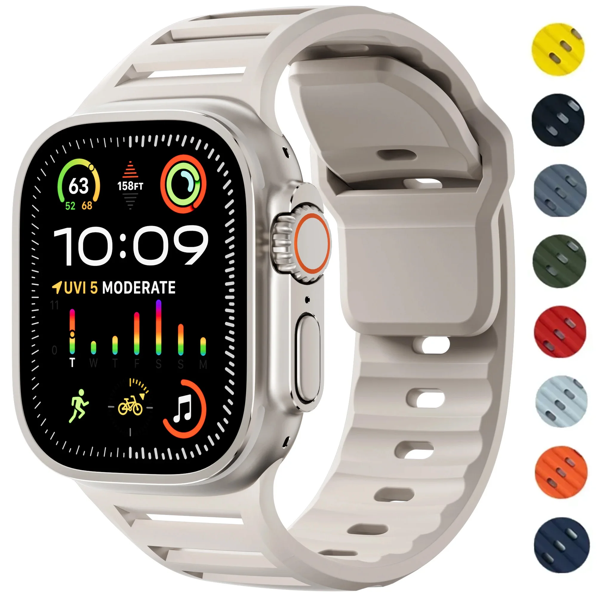 Sport-Silikonarmband für Apple Watch Ultra Band 49 mm 46 mm 45 mm 44 42 mm Armband Handgelenk Correa Armband Iwatch Serie 10 9 8 7 SE Image