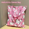 Sanrio Hello Kitty Canvas-Tasche, Cartoon-Kitty-Katze, tragbare Umhängetasche, leichte und große Einkaufstasche, Einkaufstasche, Mädchen-Geschenke