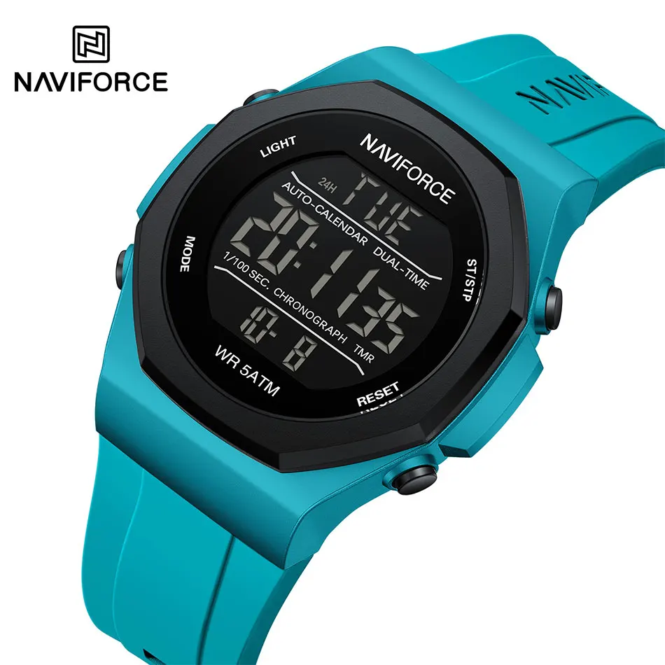 NAVIFORCE Herren-Sportuhr, digitale Uhren, großes Zifferblatt, leuchtender wasserdichter Wecker, multifunktionale elektronische Armbanduhr Image