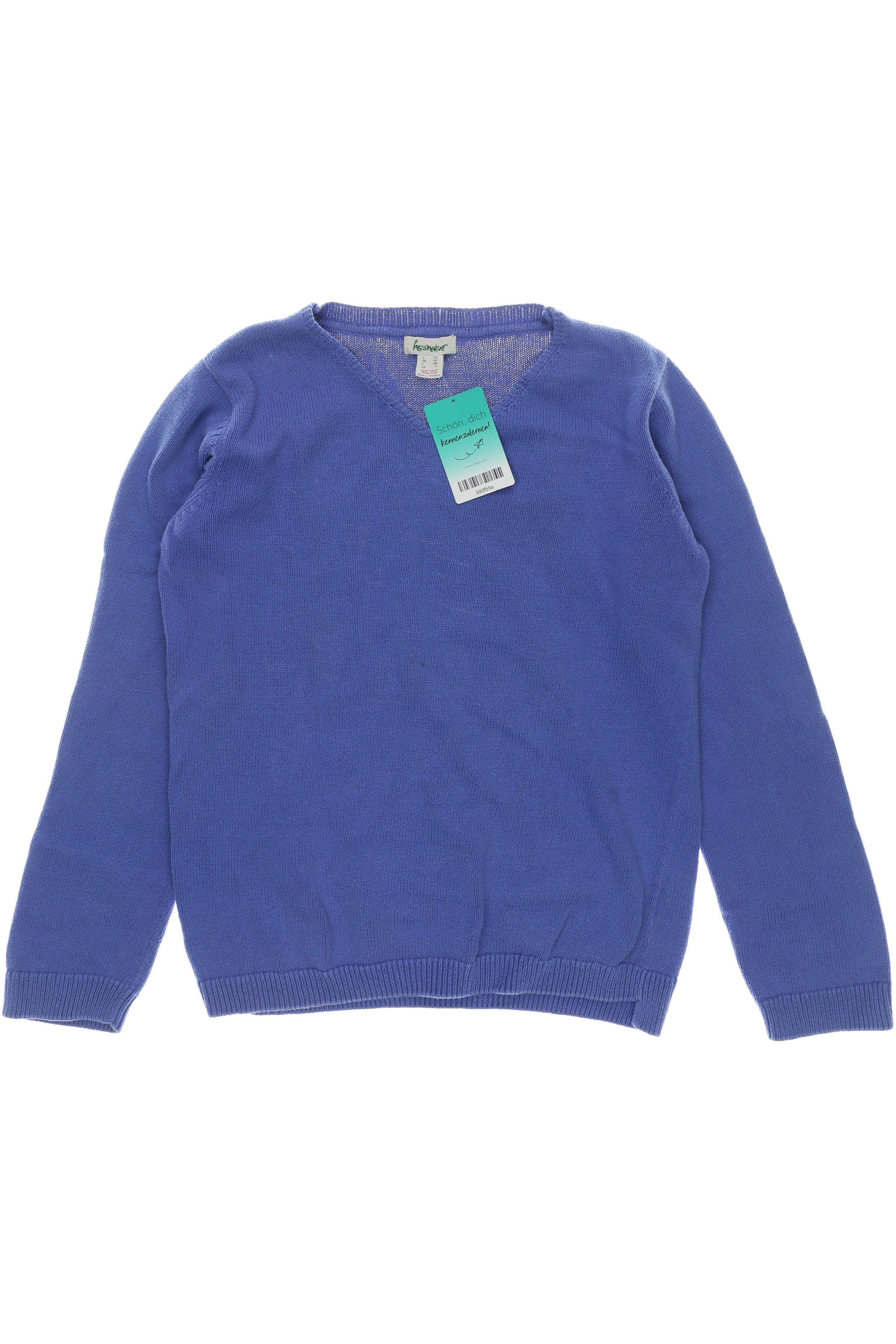 hessnatur Mädchen Pullover, Gr. 164, blau, Baumwolle