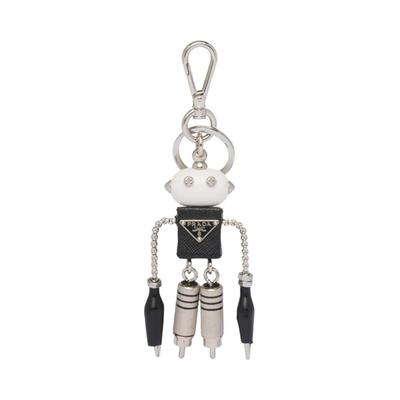 Prada Robot Saffiano Leather Bag Charm - Steel/Black