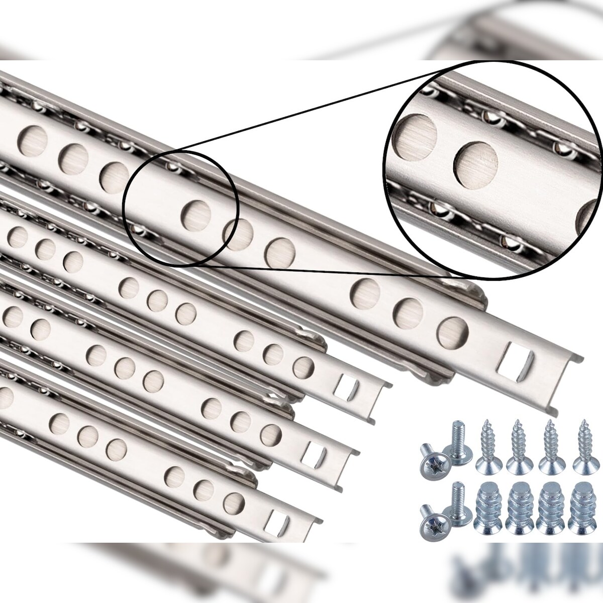 ID Dinkel 4 Schubladenschienen 2 Paar Rollenauszug EDELSTAHL Teilauszug 342mm Teleskopschiene Image
