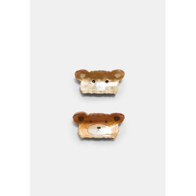 Stradivarius Set of 2 bear hair clips Brown OS