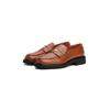 Loafer TOMMY HILFIGER "CREST SQUARISH TOE PENNY LOAFER", Damen, Gr. 41, braun, Leder, unifarben, klassisch, Schuhe, Blockabsatz, Slipper, Businessschuh mit Schmuckelement