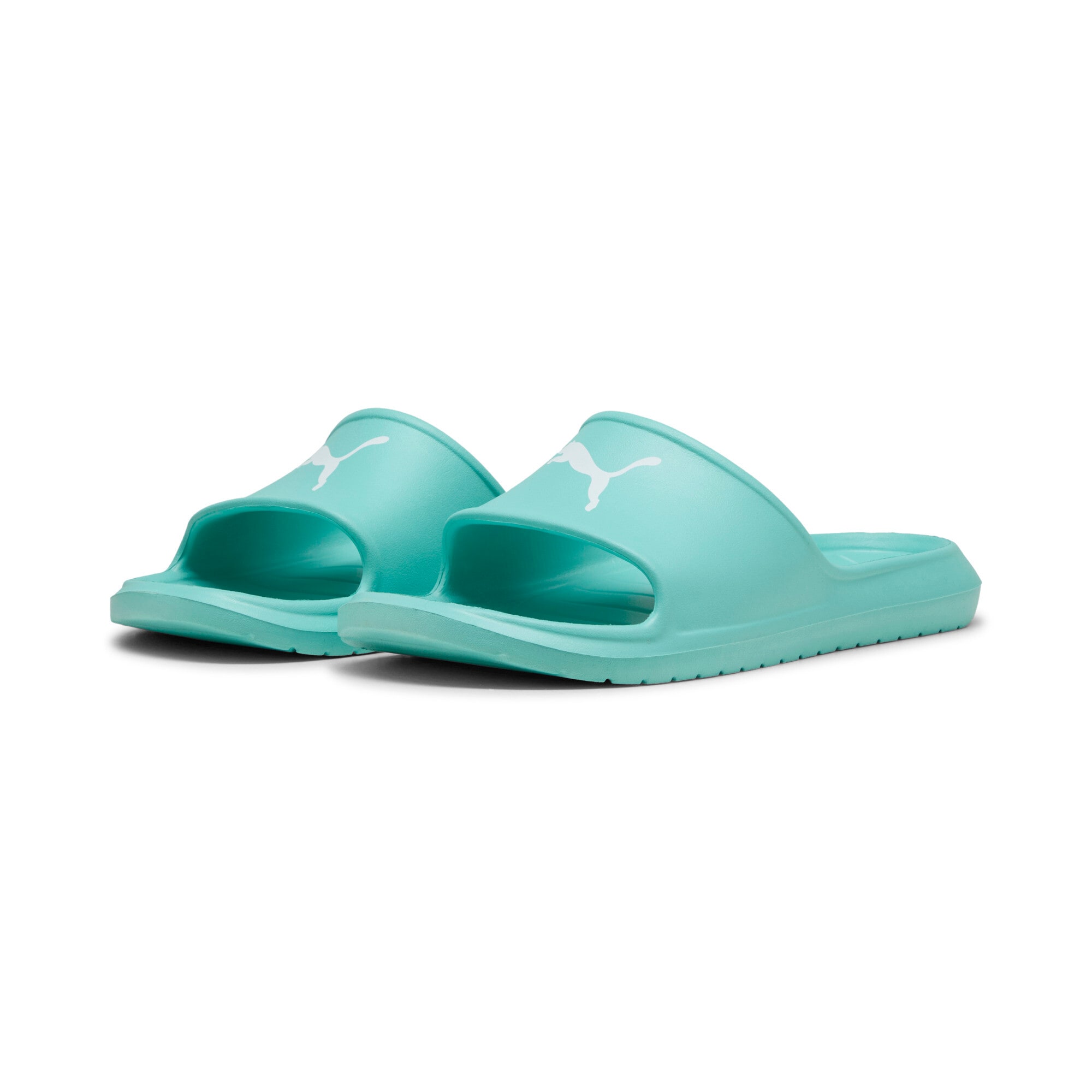 Badesandale PUMA "DIVECAT V2 LITE CAT", Gr. 38, weiß (aquatic, puma weiß), Synthetik, unifarben, Schuhe