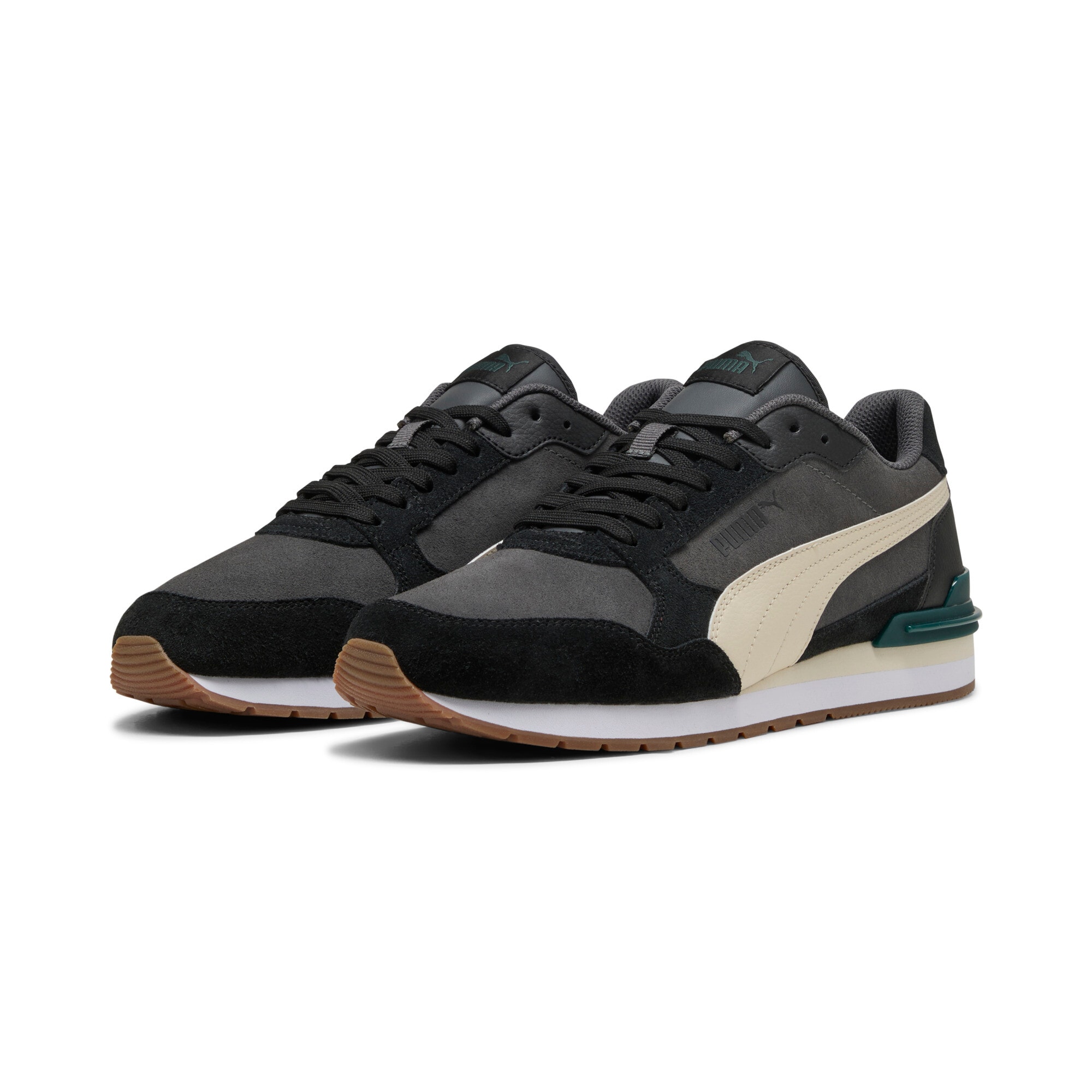 Sneaker PUMA "ST RUNNER V4 SD", Damen, Gr. 37, dusky gray, alpine snow, puma schwarz, Leder, Schuhe Sneaker, mit Retro-Style, Obermaterial aus Leder, SOFTFOAM+ Einlegesohle