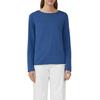 Langarmshirt S.OLIVER, Damen, Gr. 42, dusty indigo, Strick, Obermaterial: 50% Baumwolle, 50% Viskose, unifarben, casual, regular fit taillenbedeckt, Rundhals, Langarm gerader Abschluss, Shirts, mit Rollkanten