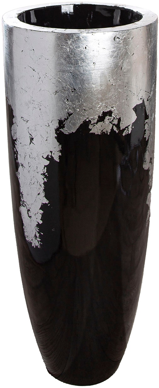 Pflanzkübel GILDE "Übertopf XXL Konus schwarz; silberfarben", silber (schwarz, silberfarben), B:38cm H:100cm T:38cm Ø:38cm, Fiberglas, Pflanzgefäße Image