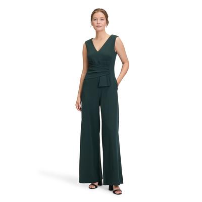 Overall VERA MONT "Vera Mont Jumpsuit mit weitem Bein", Damen, Gr. 40, Normalgrößen, grün (mystic grün), Cru00eape, Obermaterial: 95% Polyester, 5% Elasthan. Futter: 100% Polyester., elegant, ausgestellt, V-Ausschnitt, Overalls Image