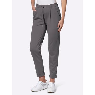 Jogger Pants INSPIRATIONEN, Damen, Gr. 22, Kurzgrößen, grau (anthrazit), 58% Viskose, 36% Polyamid, 6% Elasthan, unifarben, Hosen Image