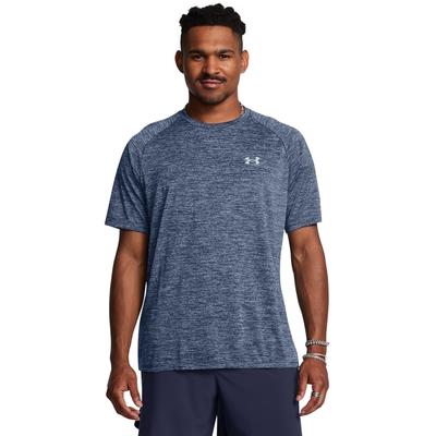 Trainingsshirt UNDER ARMOUR "UA TECH 2.0 SS TEE", Herren, Gr. L, grau (academy 408), Jersey, Obermaterial: 100% Polyester, sportlich, normal, Rundhals, Kurzarm Raglanärmel abgesteppt, Shirts Image