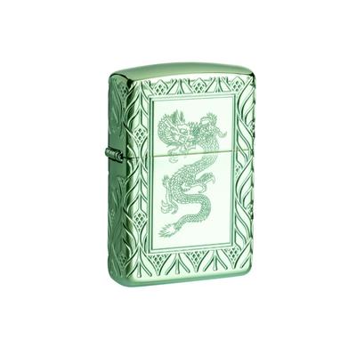 Zippo Armor High Polish Elegant Dragon Lighter w/ Click Green One Size 49054