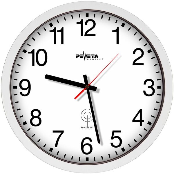 Peweta Uhren Funkwanduhr weiß 350 mm weiß