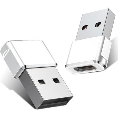 USB-auf-USB-C-Adapter, 2 Stück, Typ-C-Buchse, USB-A-Stecker, Konvertierungsladegerät für Apple Image