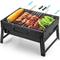Longziming - Barbecue portatile a carbone, piccolo barbecue pieghevole per la casa con 2 pinze in