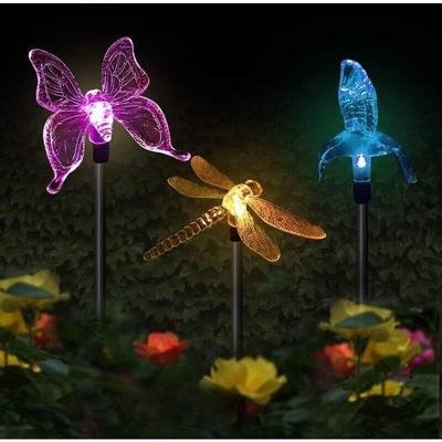 Aiperq - 3er-Pack Solar-Gartenleuchten, LED-Mehrfarben-Wechsel-Schmetterlings-, Kolibri- und Image