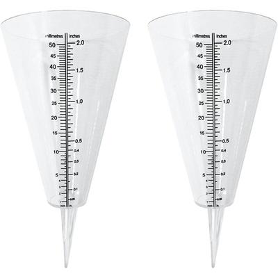 Regenmesser, Regenmesser für den Außenbereich, 2 transparente Kegel-Regenmesser mit Doppelskala zur Image
