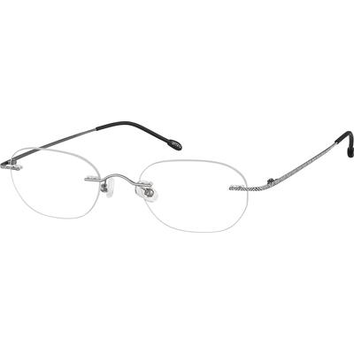 Zenni Lightweight Rectangle Rimless Prescription Glasses Gray Titanium Frame