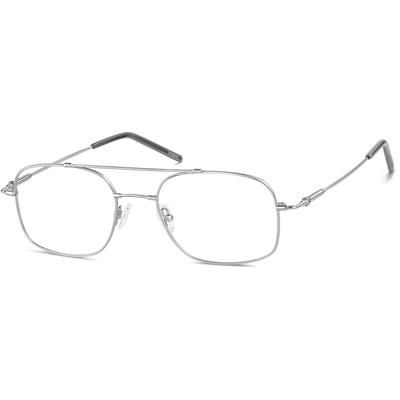 Zenni Men's Classic Aviator Glasses Silver Flex Titanium Full Rim Frame