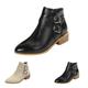 BOTCAM Half Boots Women's Ankle Boots Short Boots with Zip and Block Heel PU Leather Waterproof Ankle Boots Women's Boots Summer Boots Transition Boots Slip On Boots, black, 5 UK