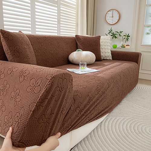 Chenille-Sofabezüge für das Wohnzimmer, dicker, elastischer Jacquard-All-Inclusive-Couchbezug, Stretch-Sofabezüge für L-förmige Ecksofas, 1/2/3/4-Sitzer Image