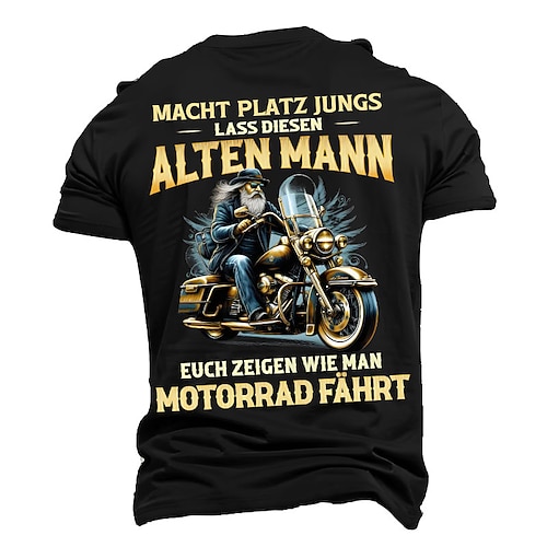 Männer Lustiges alter Mann Biker T-Shirt - Motorrad fahren Grafik Tee - Macht Platz Jungs Hobby Lebensstil Geschenk Image