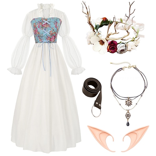 Retro Vintage Mittelalterlich Renaissance Kleid Zubehörset Wikinger Elfen Kostüm Damen Halloween Karneval Maskerade LARP Erwachsene Kleid Weitere Accessoires Ohrringe Image