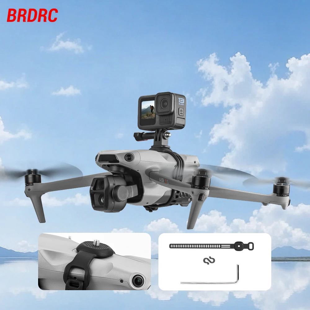 BRDRC obere Verlängerungshalterung für DJI Air 3S/Mavic 3/2 Pro Drohnenhalter für GoPro 13/Acton 5 Pro/Insat 360 Montage-Befestigungsadapter Image