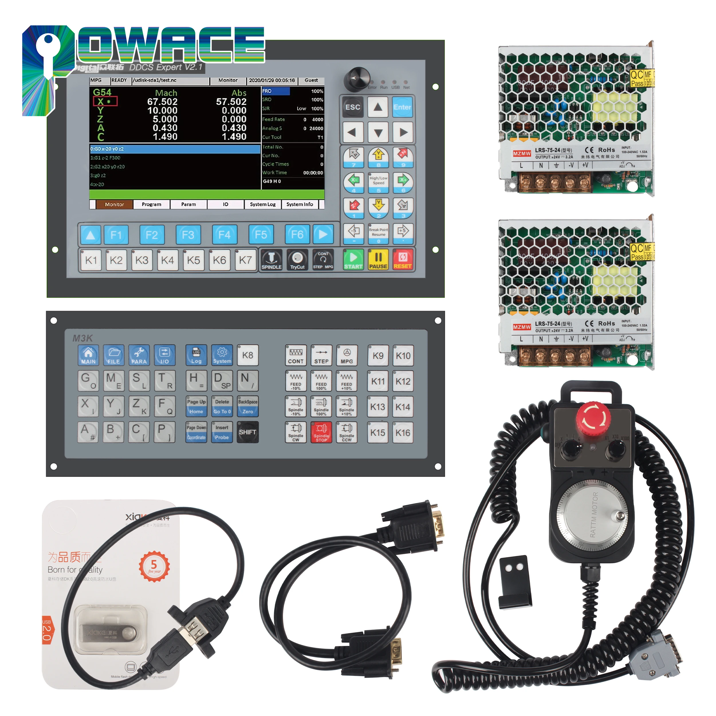 【BR CZ】 4-Achsen-Standalone-SPS CNC Motion Offline Controller Kit DDCS Expert + Netzteil + M3K-Tastatur Image