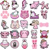 1/25PCS Rosa Tier Schuh Charms Nettes Schwein Ente Hund Vögel Schuh Dekorationen Zubehör für Frauen Männer kinder Clog Schnalle Geschenke