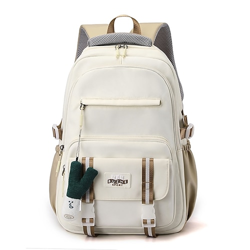 Zaino per il ritorno a scuola per ragazze adolescenti: grazioso zaino scolastico con portachiavi in peluche, zaino leggero multitasche per la scuola media e superiore