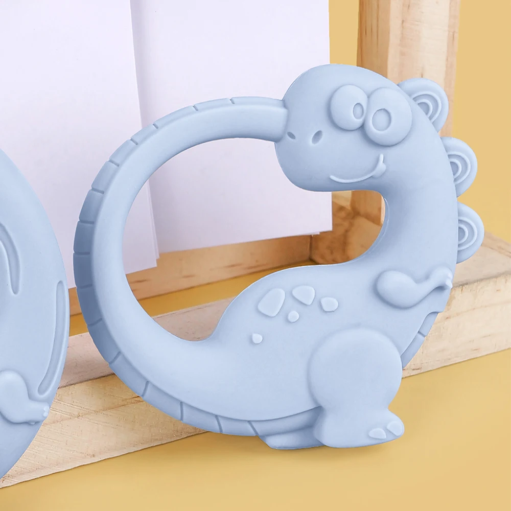 1PC Silikon Beißring Baby Molaren Spielzeug Taktile Erkenntnis Dinosaurier Silikon Neugeborenen Grip Zahnen Spielzeug Baby Dusche Geschenk BPA FREI Image