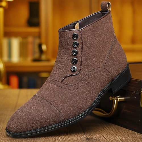 Beige Schnürstiefeletten für Herren mit runder Spitze und klassischen Nähten, Vintage-Business-Casual-Schuhe fürs Büro, den Stadtbummel und elegante Alltagsoutfits Image