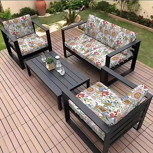 Sitzkissenbezug für den Außenbereich für die Terrasse, florale, garngefärbte Mikrofaser-Schonbezüge Image