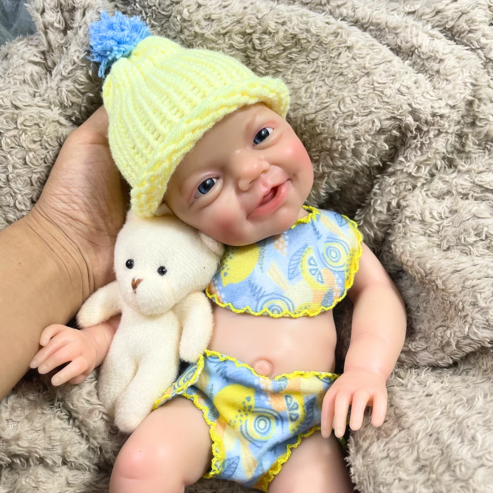 Mini 13 Zoll Charlie Reborn Junge oder Mädchen Vollsilikon Reborn Babypuppe Waschbarer Körper Feste Silikonpuppe Geburtstag Weihnachtsgeschenk