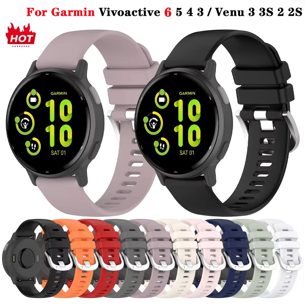 18mm 20mm 22mm Silikonarmband für Garmin Vivoactive 6 5 4 4s Band Watch Venu 4 3 2 2s SQ Forerunner 245 165 Armband Image