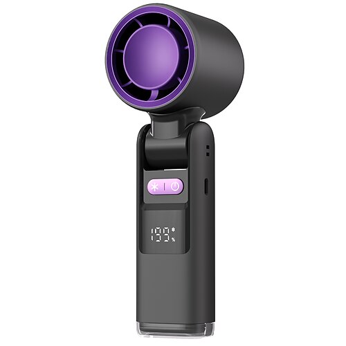 ventilatore portatile con piastra di raffreddamento, mini ventilatore pieghevole con velocità 1-199 con supporto, gancio cordino, fino a 6 ore di utilizzo per viaggi, ufficio, casa all'aperto