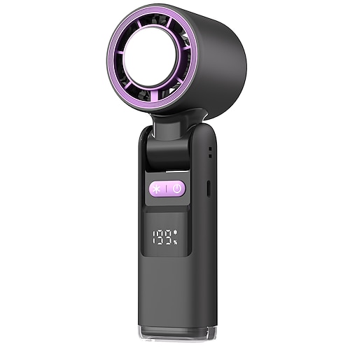 ventilatore portatile con piastra di raffreddamento, mini ventilatore pieghevole con velocità 1-199 con supporto, gancio cordino, fino a 6 ore di utilizzo per viaggi, ufficio, casa all'aperto