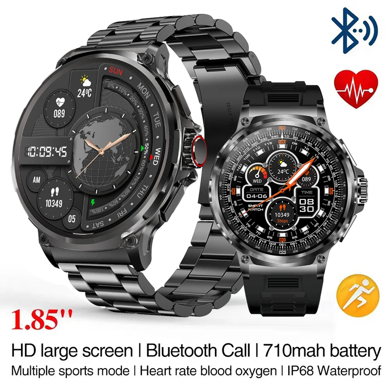 New V69 Bluetooth Call Smart Watch 1.85 Inch HD Display Men