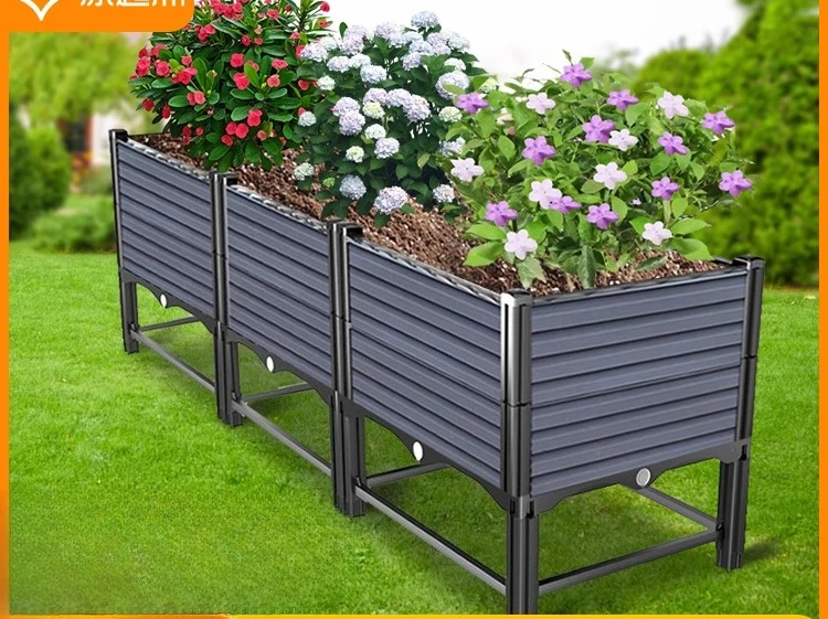 Maßgeschneiderter Balkon, Innenhof, Dach, Blumenkasten, Pflanzen im Freien, Gemüseständer, Höhe, rechteckiger Kunststoff-Blumentopf Image