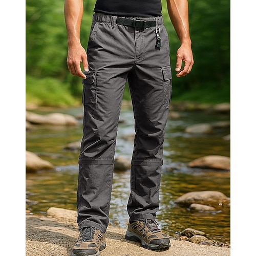 Herren Cargohosen Abzippbare Hosen Wanderhosen Regenhose zum Wandern Frühling Herbst Außen Normale Passform Wasserdicht Winddicht Leicht Unterteile Tasche Armeegrün Khaki Camping / Wandern Laufen S M Image